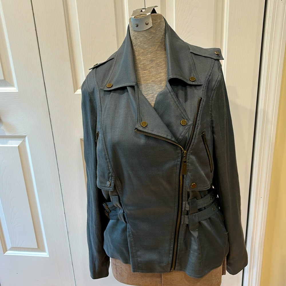 Walter Baker grey fully lined silk/twill moto style jacket